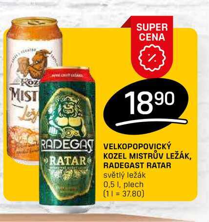 RADEGAST RATAR světlý ležák 0,51, plech  v akci
