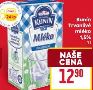 Kunín Mléko Trvanlivé mléko 1,5% 1l