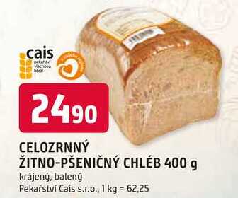 CELOZRNNÝ ŽITNO-PŠENIČNÝ CHLÉB 400 g