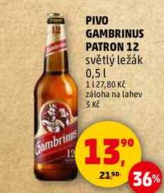 GAMBRINUS PATRON 12 světlý ležák, 0,5 l v akci