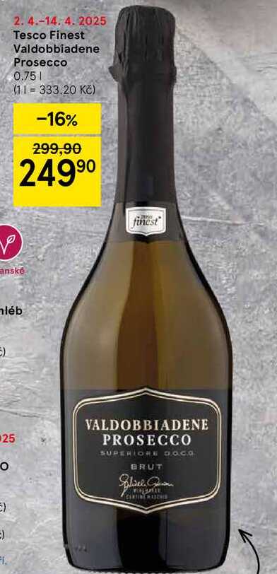Tesco Finest Valdobbiadene Prosecco, 0.75 l
