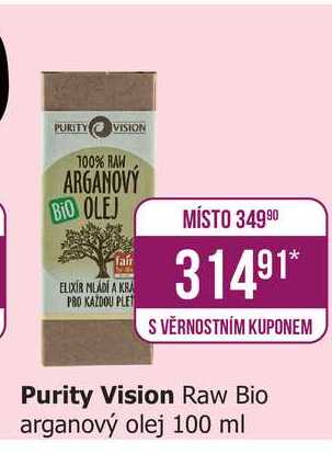 PURITY VISION Raw Bio arganový olej 100 ml 