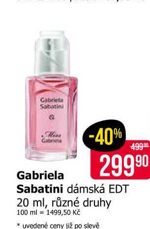 Gabriela Sabatini dámská EDT 20 ml, různé druhy