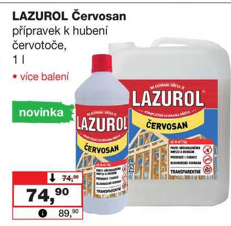 LAZUROL Červosan přípravek k hubení červotoče, 1l