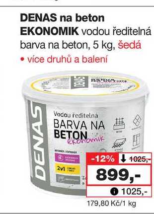 DENAS DENAS na beton EKONOMIK vodou ředitelná barva na beton, 5 kg