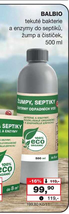 BALBIO bakterie a enzymy do septiků, žump a čističek, 500 ml 