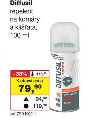 Diffusil repelent na komáry a klíšťata, 100 ml