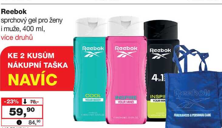 Reebok sprchový gel pro ženy i muže, 400 ml