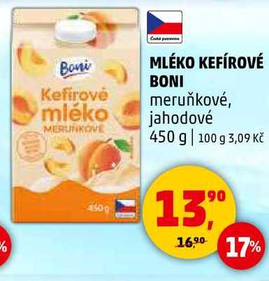 Boni Mléko kefírové, meruňkové, 450 ml v akci