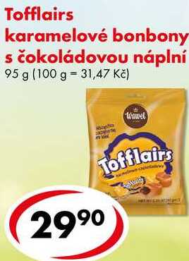 Tofflairs karamelové bonbony s čokoládovou náplní, 95 g
