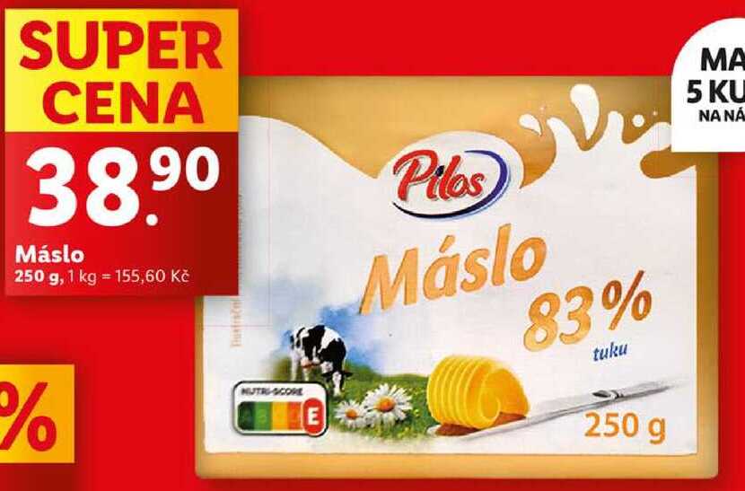 Máslo, 250 g v akci