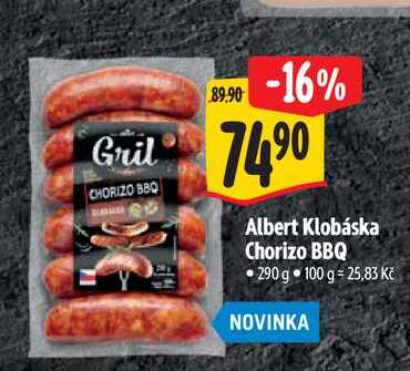   Albert Klobáska Chorizo BBQ 290 g  