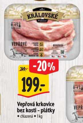 Vepřová krkovice bez kosti - plátky, 1 kg