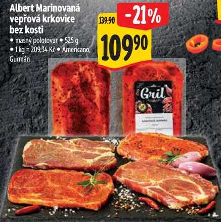 Albert Marinovaná vepřová krkovice bez kosti, 525 g