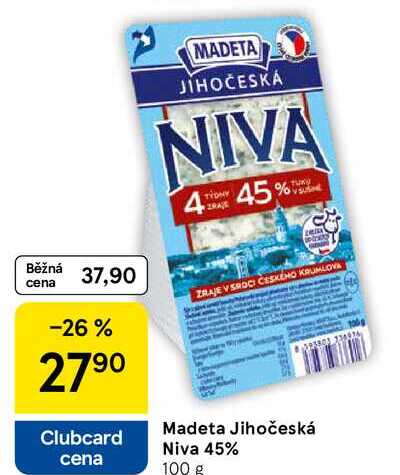 Madeta Jihočeská Niva 45%, 100 g 