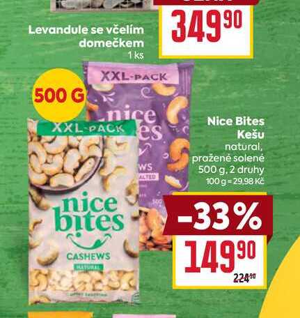 Nice Bites Kešu natural, pražené solené 500 g