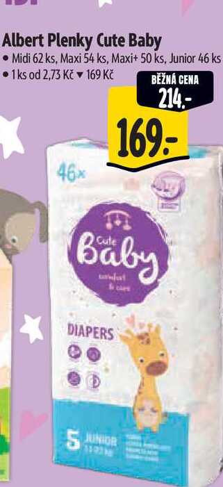 Albert Plenky Cute Baby  Midi 62 ks, Maxi 54 ks, Maxi+ 50 ks, Junior 46 ks 