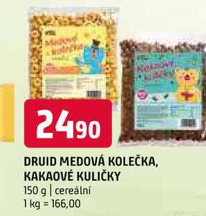 Druid medová kolečka kakaové kuličky 150 g cereální 