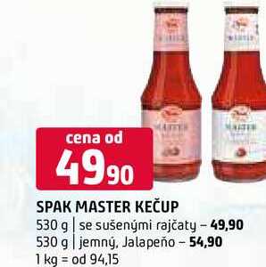 Spak master kečup 530 g se sušenými rajčaty 530 g jemný, Jalapeño