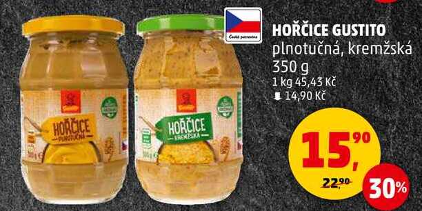 HOŘČICE GUSTITO plnotučná, kremžská, 350 g 