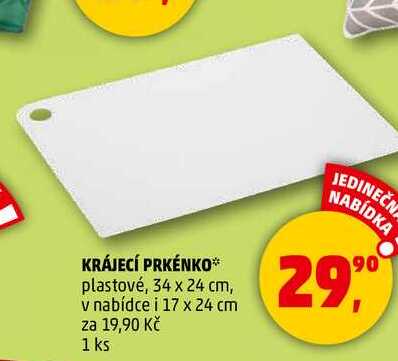 KRÁJECÍ PRKÉNKO plastové, 34 x 24 cm, v nabídce i 17 x 24 cm, 1 ks
