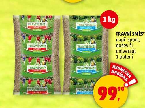 TRAVNÍ SMĚS např. sport, dosev či univerzál, 1 balení