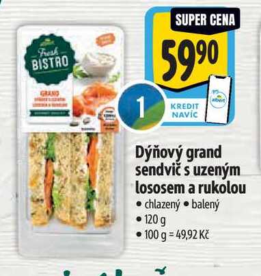 Dýňový grand sendvič s uzeným lososem a rukolou, 120 g
