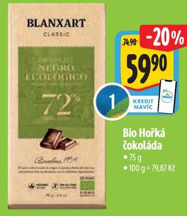 Bio Hořká čokoláda, 75 g 