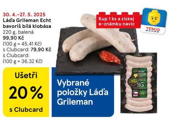 Láďa Grileman Echt bavoriš bílá klobása, 220 g, balená   