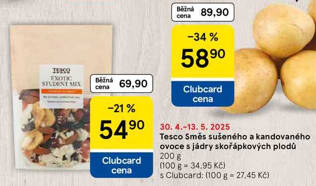 Tesco Směs sušeného a kandovaného ovoce s jádry skořápkových plodů, 200 g 