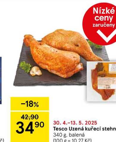 Tesco Uzená kuřecí stehna, 340 g, balená 