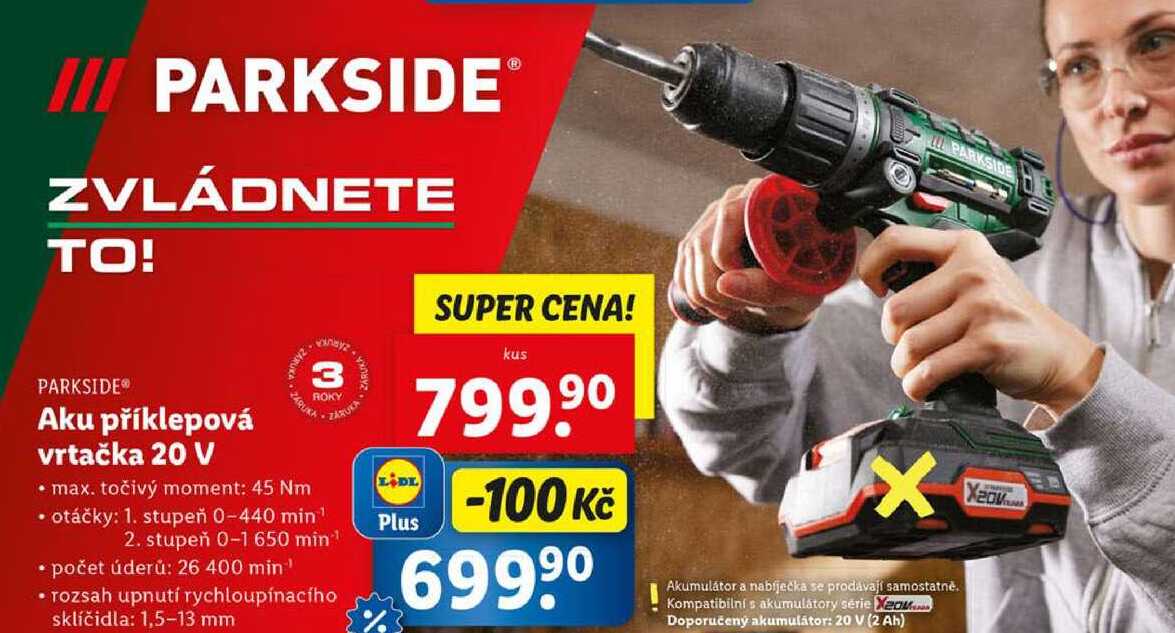 Aku příklepová vrtačka 20 V 