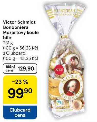 Victor Schmidt Bonboniéra Mozartovy koule bílé, 231 g 