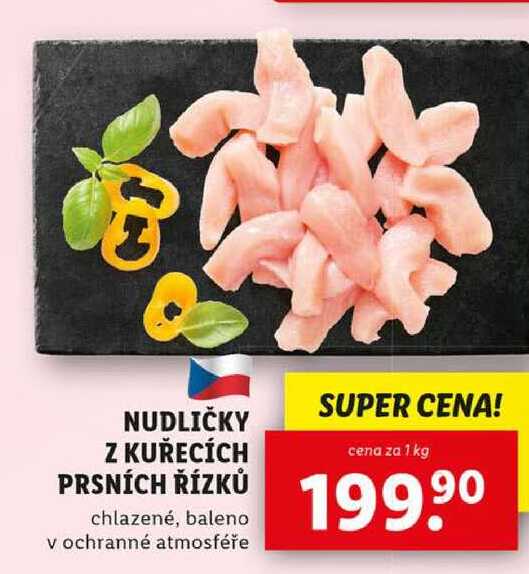 NUDLIČKY Z KUŘECÍCH PRSNÍCH ŘÍZKŮ, cena za 1 kg