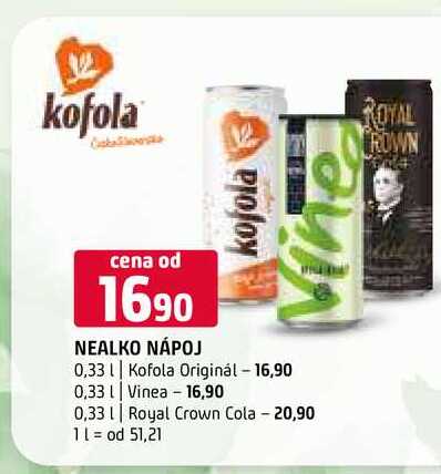 Kofola Originál Vinea Royal Crown Cola 0,33l
