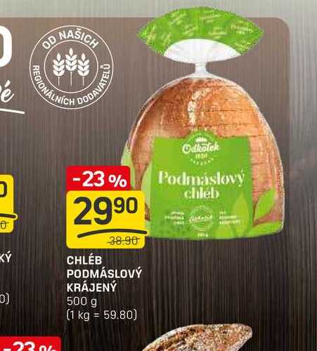 CHLÉB PODMÁSLOVÝ KRÁJENÝ 500 g