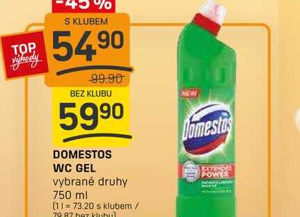 DOMESTOS WC GEL vybrané druhy 750 ml