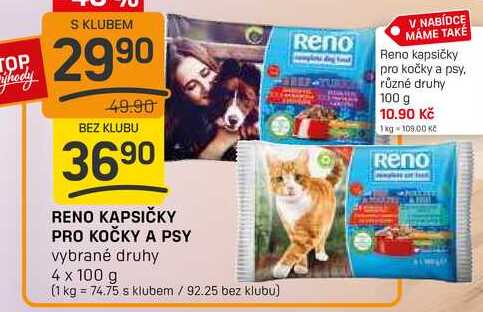 Reno kapsičky pro kočky a psy, různé druhy 100g