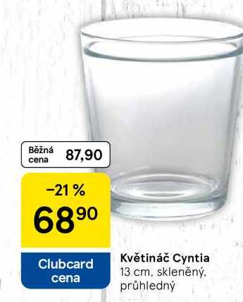 Květináč Cyntia, 13 cm, skleněný. průhledný 