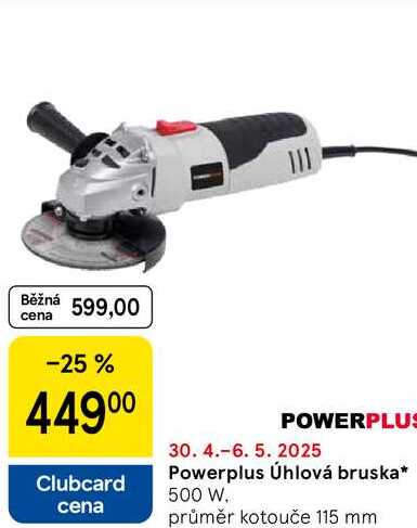 Powerplus Úhlová bruska, 500 W. průměr kotouče 115 mm 