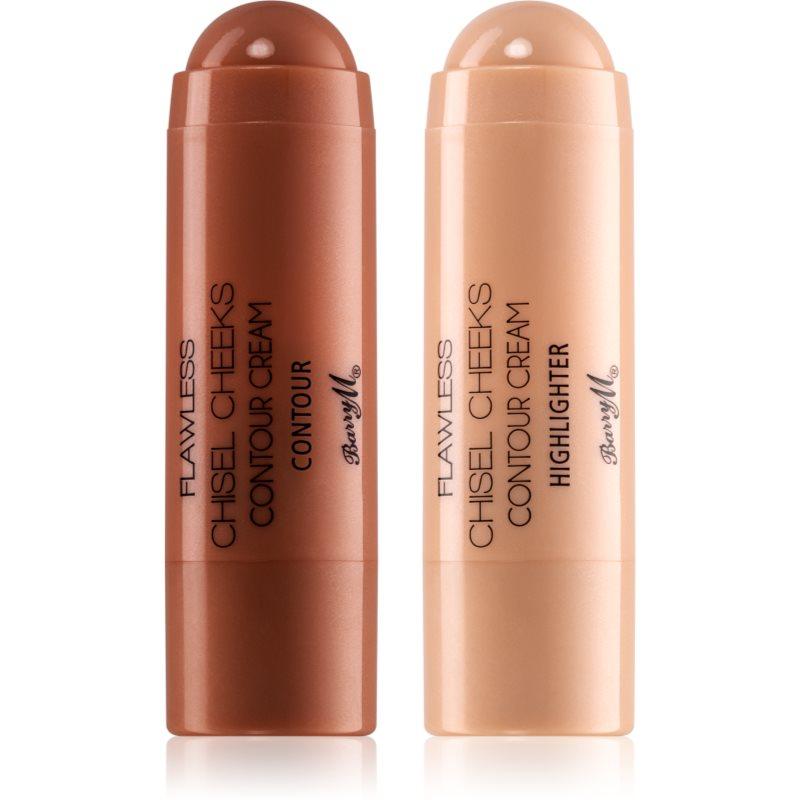 Barry M Chisel Cheeks krémový bronzer a rozjasňovač v tyčince duo balení 2x5 g