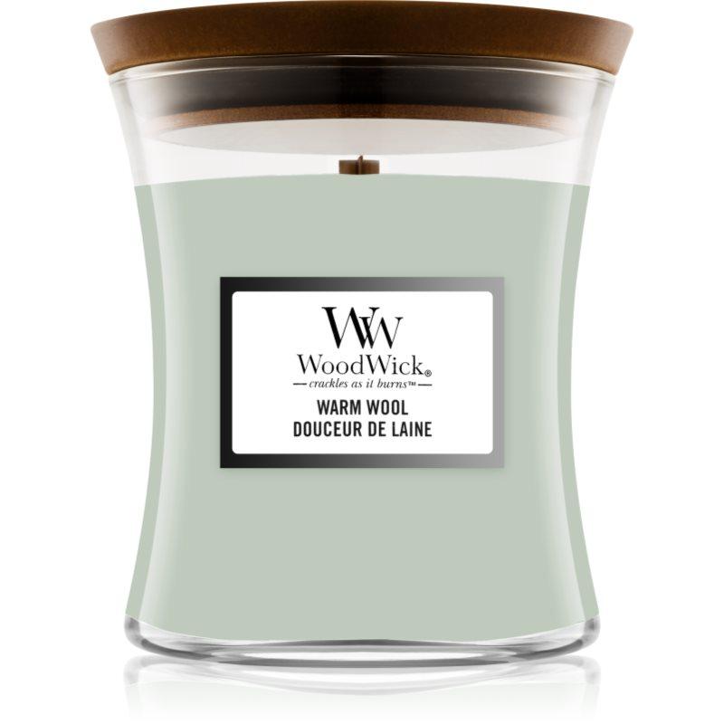 Woodwick Warm Wool vonná svíčka s dřevěným knotem 275 g
