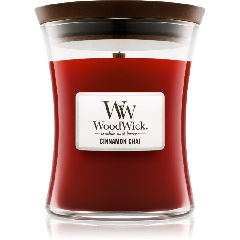 Woodwick Cinnamon Chai vonná svíčka s dřevěným knotem 275 g
