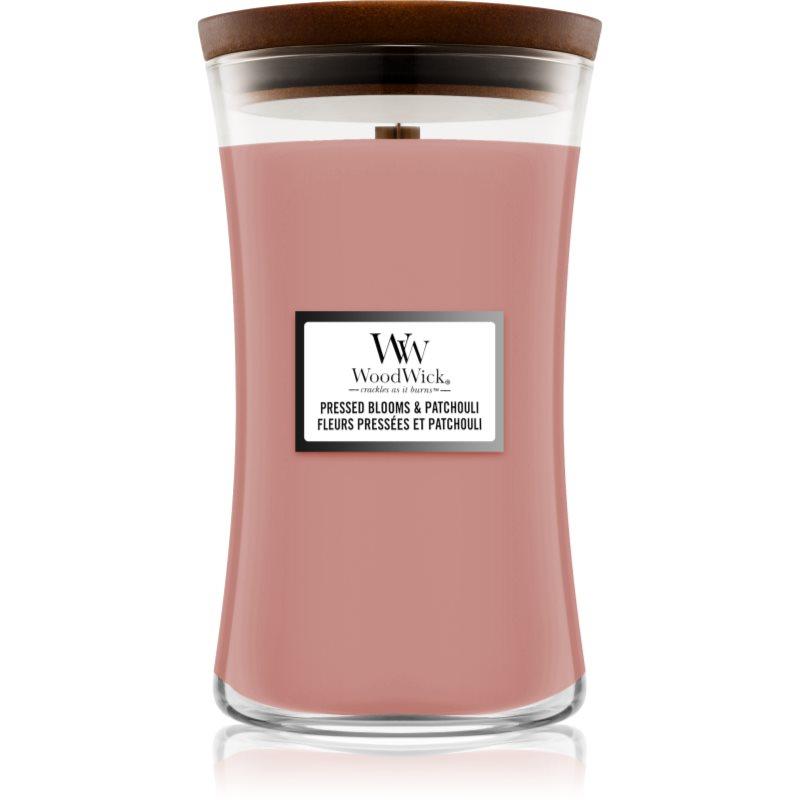 Woodwick Pressed Blooms & Patchouli vonná svíčka s dřevěným knotem 609,5 g