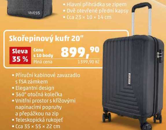 VIVESS Skořepinový kufr 20", Cca 35 x 55 x 22 cm LAVIERS 