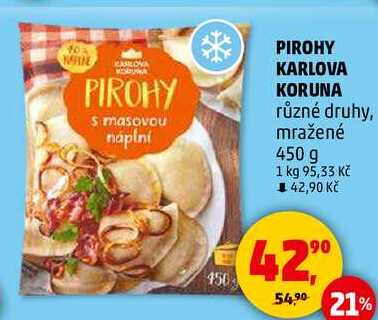 PIROHY KARLOVA KORUNA různé druhy, mražené, 450 g 