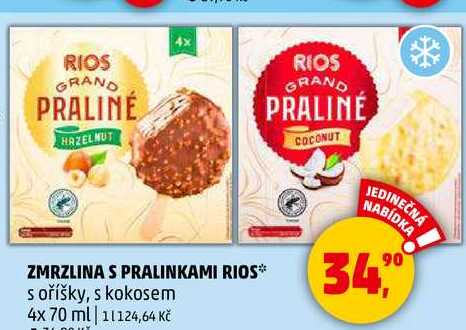 ZMRZLINA S PRALINKAMI RIOS s oříšky, s kokosem, 4x 70 ml 