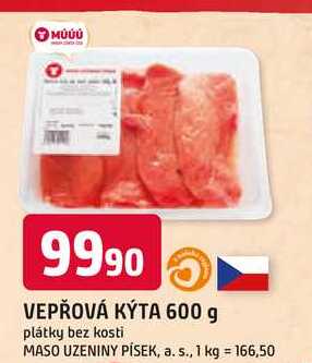VEPŘOVÁ KÝTA 600 g plátky bez kosti 