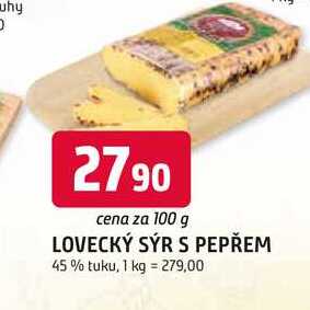 LOVECKÝ SÝR S PEPŘEM 45% tuku, 100g
