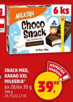 SNACK MED, KAKAO XXL MILKERIA, 6x 28/6x 30 g 